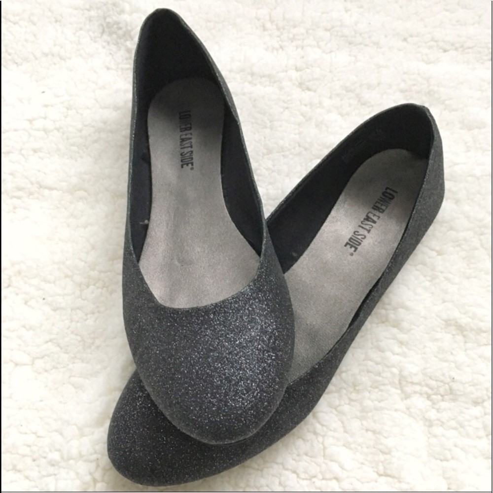 charcoal glitter flats | size 8